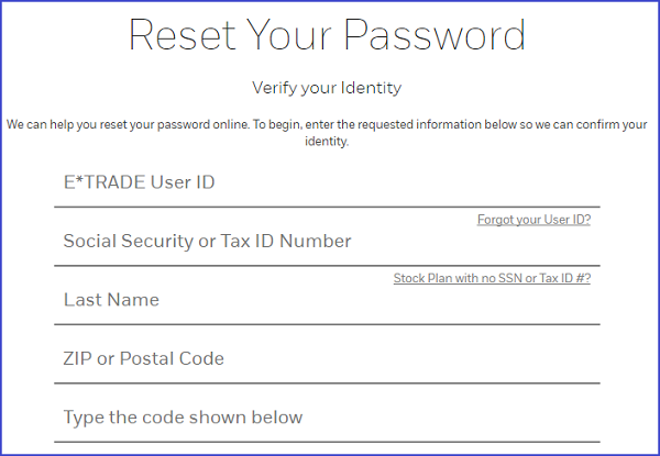 Etrade Forgot Password