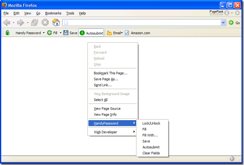 Handy Password manager in Firefox context menu