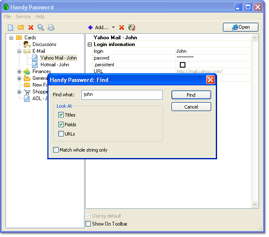 Search option in Handy Password